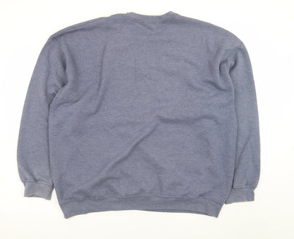 Missguided Women Blue Logo Crew Neck Pullover Sweatshirt L