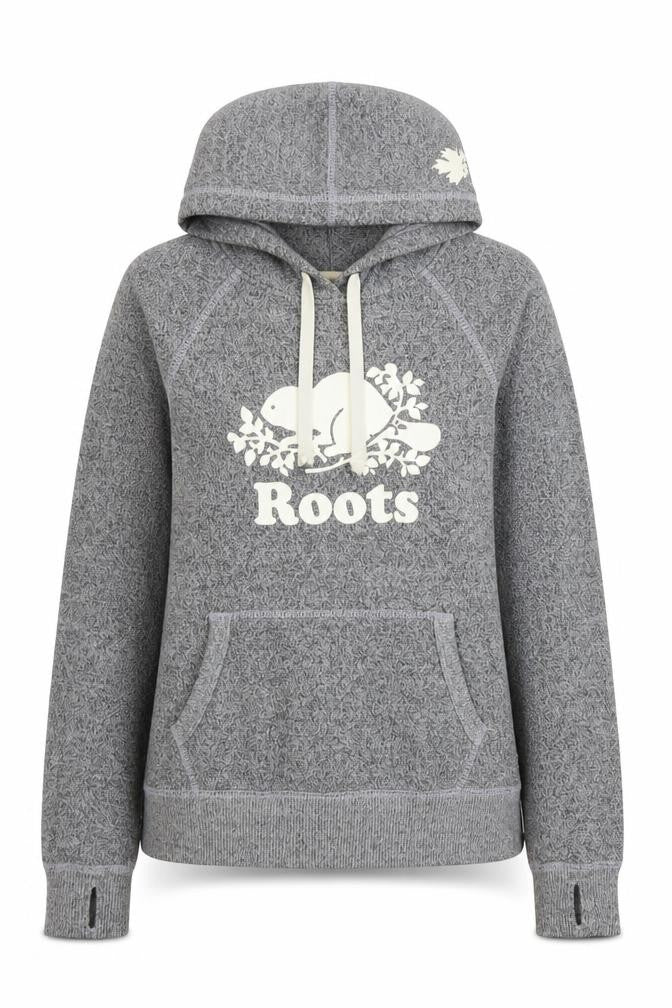 Roots Women's Grey Pullover Hoodie XXS Cotton Blend Logo Design