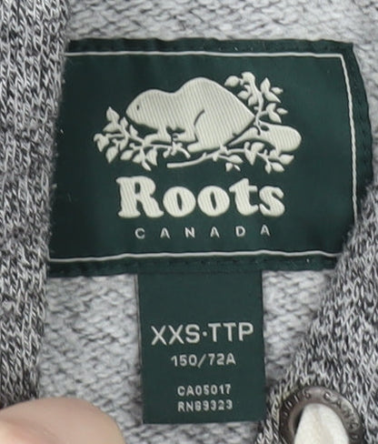 Roots Women's Grey Pullover Hoodie XXS Cotton Blend Logo Design