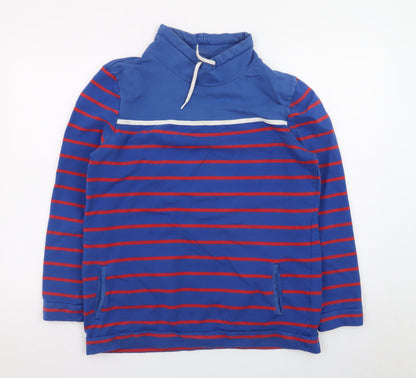 Equestrian Women Blue Striped Pullover Sweatshirt Size 14 Cotton Blend