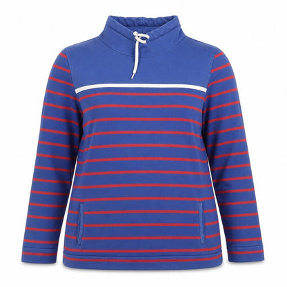 Equestrian Women Blue Striped Pullover Sweatshirt Size 14 Cotton Blend