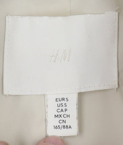 H&M Women Ivory Mid-Length Twill Jacket Size 12 Button Casual Style