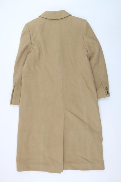 Marks & Spencer Women’s Beige Wool Long Coat Size 12 Petite Vintage