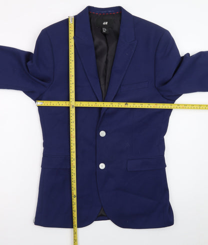 H&M Women's Blue Single-Breasted Blazer Size 18 Tailored Workwear Jacket