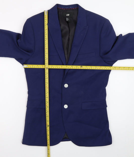 H&M Women's Blue Single-Breasted Blazer Size 18 Tailored Workwear Jacket