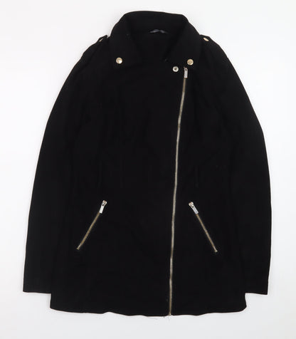 Select Womens Black Suede Biker Jacket Size 8 Mid-Length