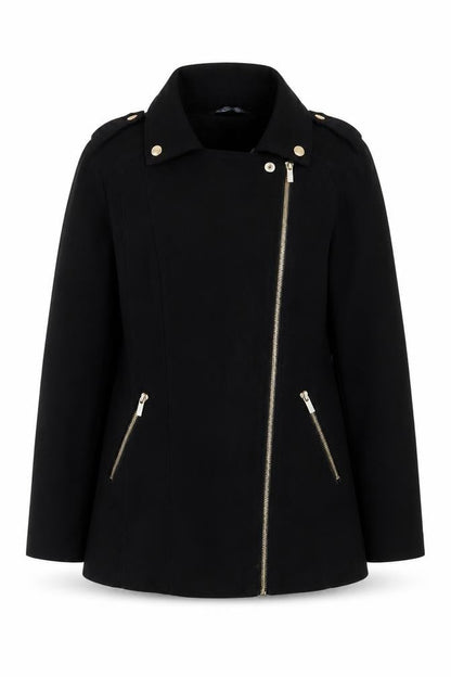 Select Womens Black Suede Biker Jacket Size 8 Mid-Length