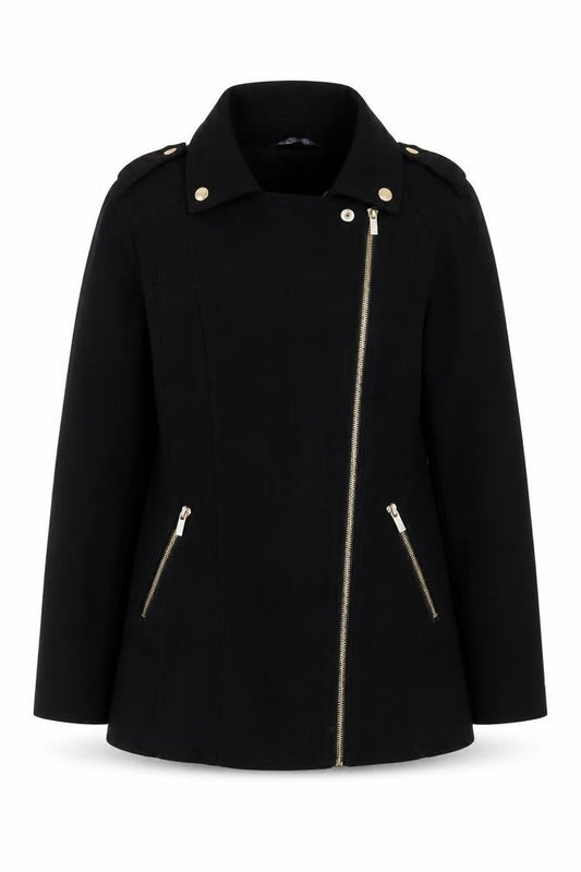 Select Womens Black Suede Biker Jacket Size 8 Mid-Length
