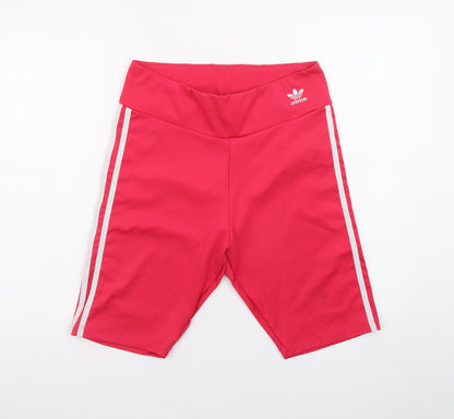 adidas Womens Pink Biker Shorts Size 16 Slim Fit Stretch Activewear