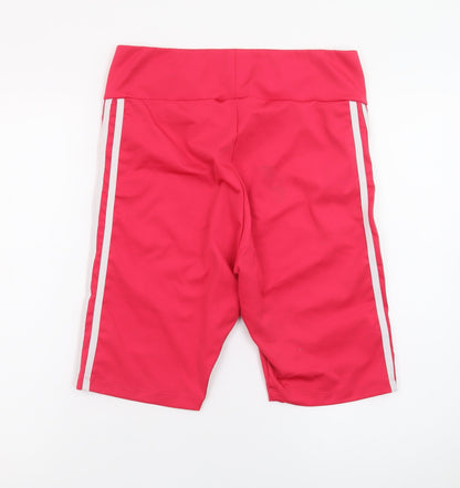 adidas Womens Pink Biker Shorts Size 16 Slim Fit Stretch Activewear