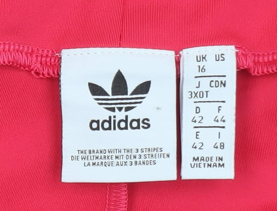 adidas Womens Pink Biker Shorts Size 16 Slim Fit Stretch Activewear