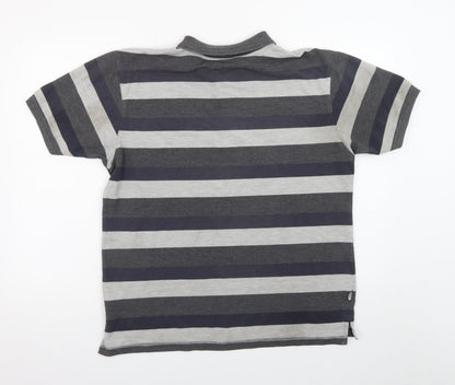 Lonsdale Men’s Grey Striped Short Sleeve Polo Shirt Size L