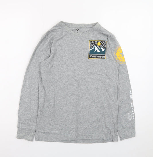 Converse Boys Grey Long Sleeve Graphic Logo T-Shirt 10-12 Years