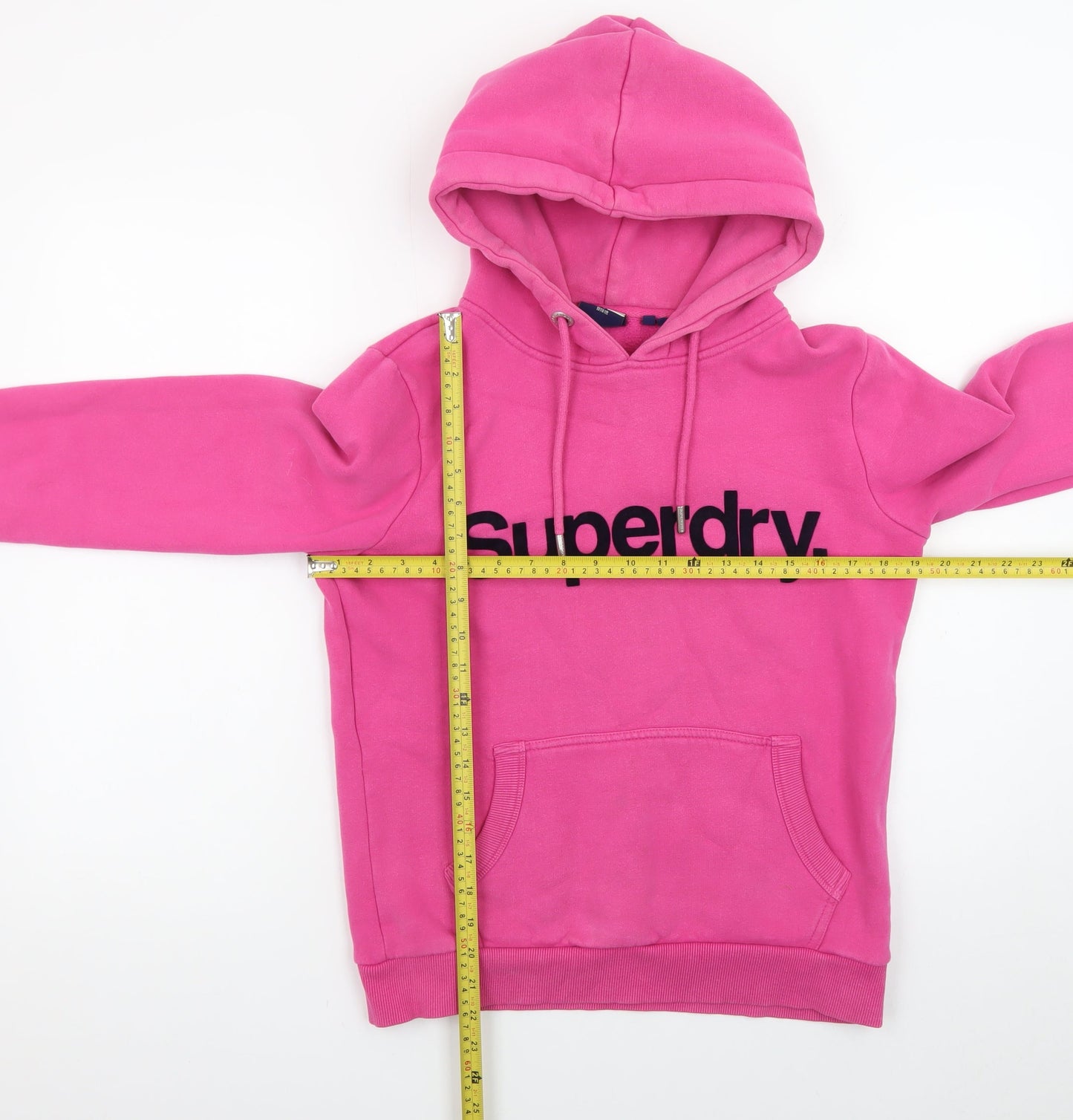 Superdry Womens Pink Hoodie UK 12 Pullover Logo Hooded Sweatshirt
