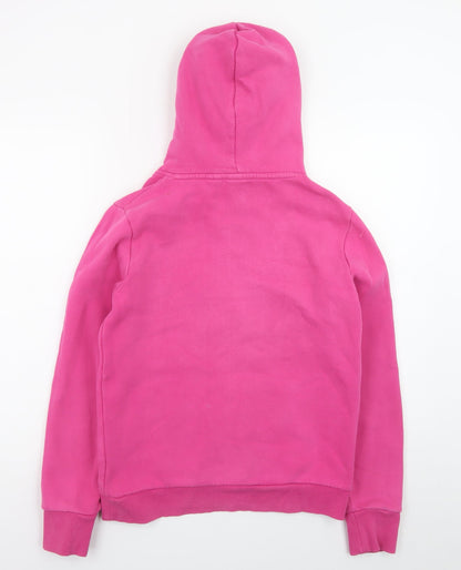 Superdry Womens Pink Hoodie UK 12 Pullover Logo Hooded Sweatshirt
