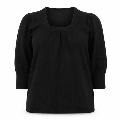 New Look Women Black Size 14 3/4 Sleeve Scoop Neck Knit Jumper