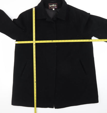 David Barry Men's Black Wool Blend Overcoat Size 44 Regular Fit