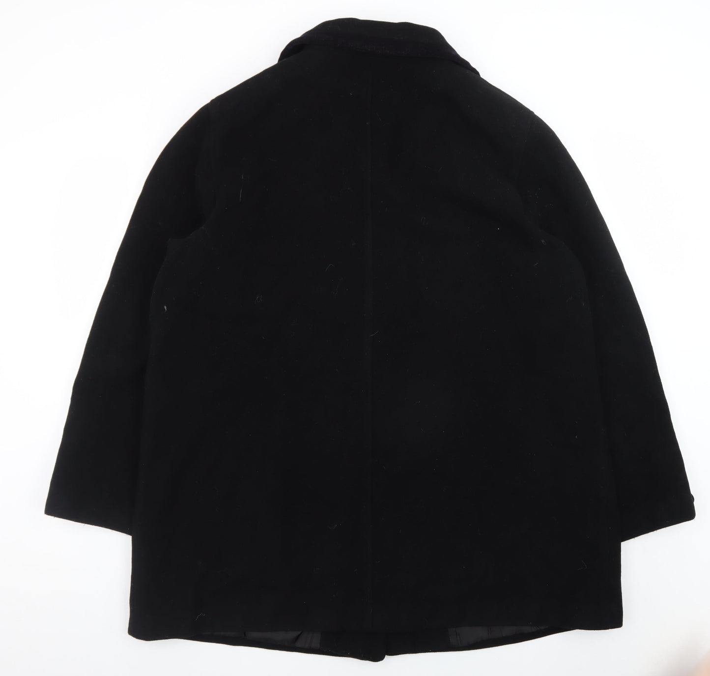 David Barry Men's Black Wool Blend Overcoat Size 44 Regular Fit