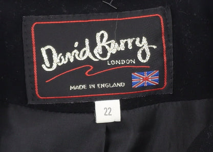 David Barry Men's Black Wool Blend Overcoat Size 44 Regular Fit