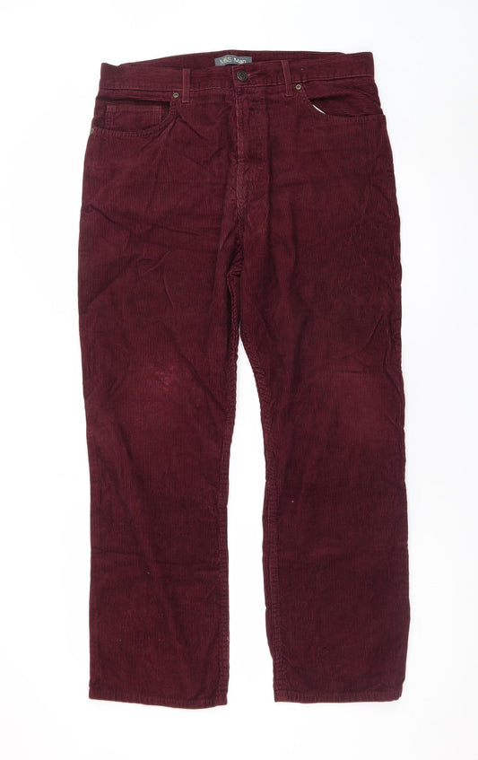 Marks and Spencer Men's Red Corduroy Trousers 34W 29L Regular Fit