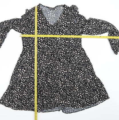 Primark Women's Black Animal Print Skater Dress Size 12