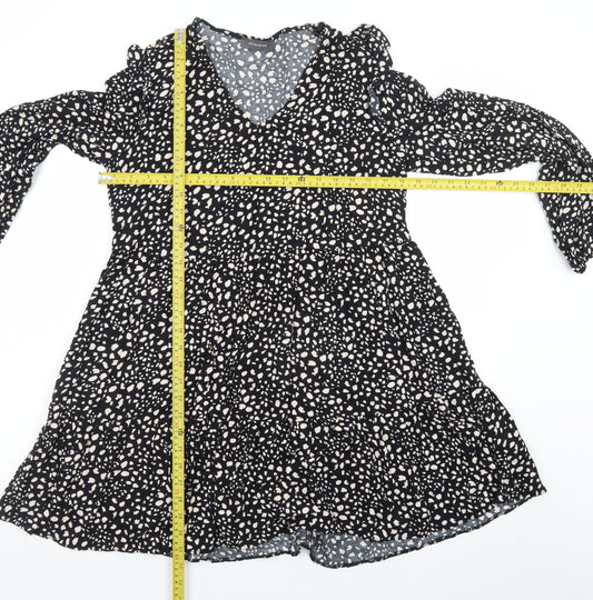 Primark Women's Black Animal Print Skater Dress Size 12