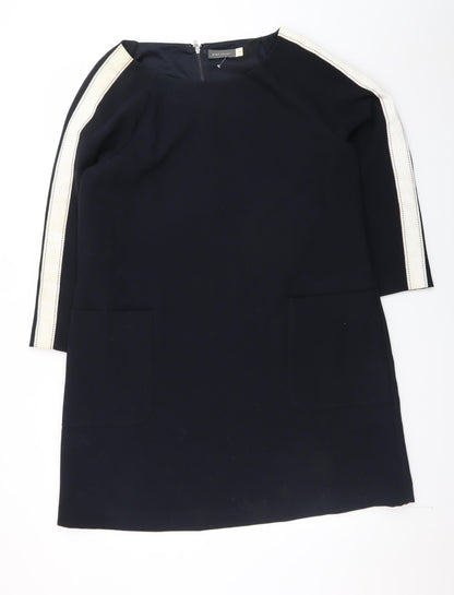 Mint Velvet Women Black Shift Dress Size 18 3/4 Sleeve Knee Length