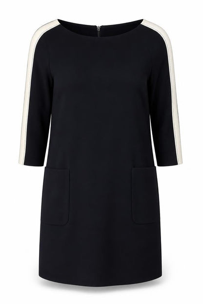 Mint Velvet Women Black Shift Dress Size 18 3/4 Sleeve Knee Length