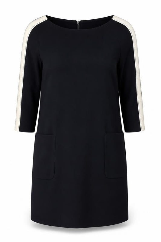 Mint Velvet Women Black Shift Dress Size 18 3/4 Sleeve Knee Length