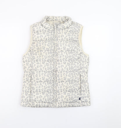 GAP Kids Girls Ivory Animal Print Puffer Gilet 2XL Water Resistant