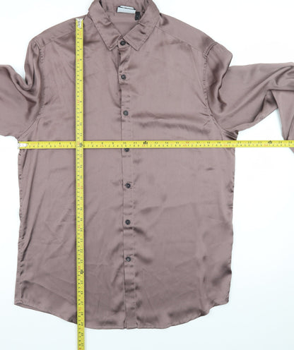 ASOS DESIGN Women’s Brown Satin Button-Up Shirt Size M