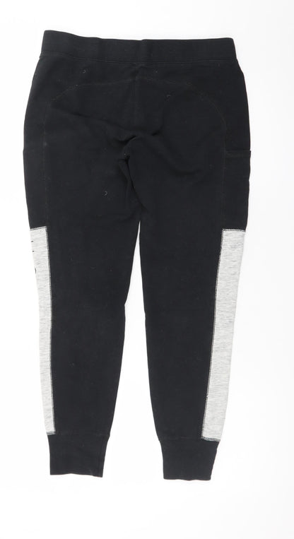 Hollister Mens Black Jogger Trousers M Elastic Waist Logo Fleece