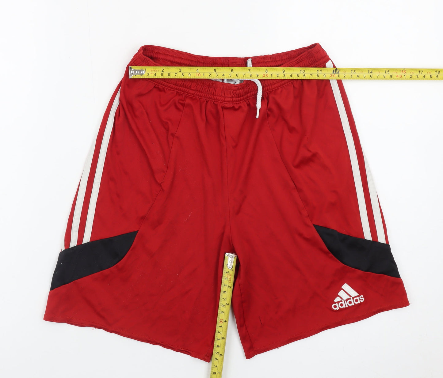 Adidas Boys Red Athletic Shorts Size 164 YXL Elastic Waist Sportswear