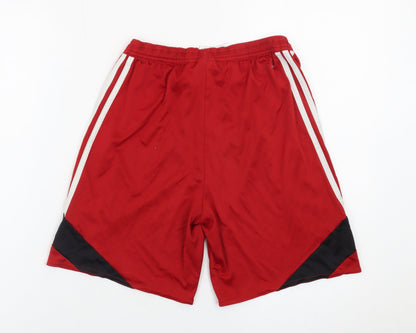 Adidas Boys Red Athletic Shorts Size 164 YXL Elastic Waist Sportswear