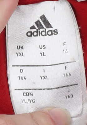 Adidas Boys Red Athletic Shorts Size 164 YXL Elastic Waist Sportswear