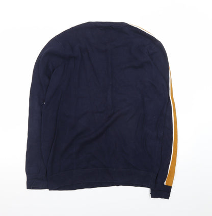 St. Bernard for Dunnes Men’s Blue Mustard Cotton Striped Crew Neck Jumper L