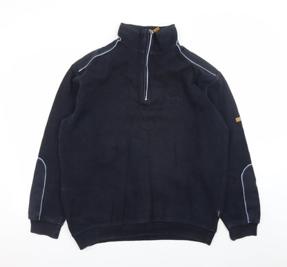 Coney Island New York Men's Blue XL 1/4 Zip Cotton Pullover Jumper