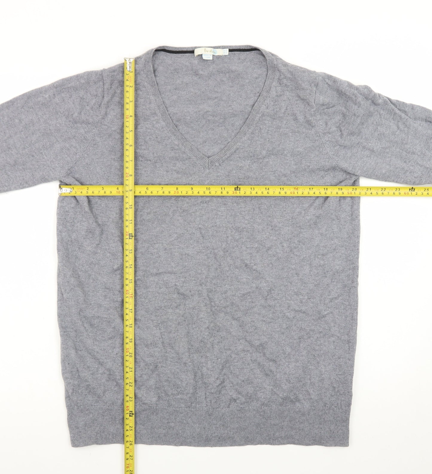Boden Women Grey 100% Cashmere V-Neck Jumper UK 14