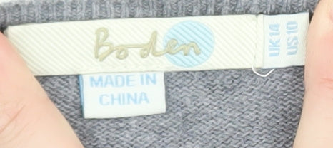 Boden Women Grey 100% Cashmere V-Neck Jumper UK 14