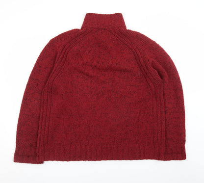 Marks and Spencer Men's Red XL 1/4 Zip Wool Acrylic Chunky Knit Jumper