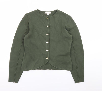Marks and Spencer Women’s Green Cardigan Small Tight-Knit Crew Neck