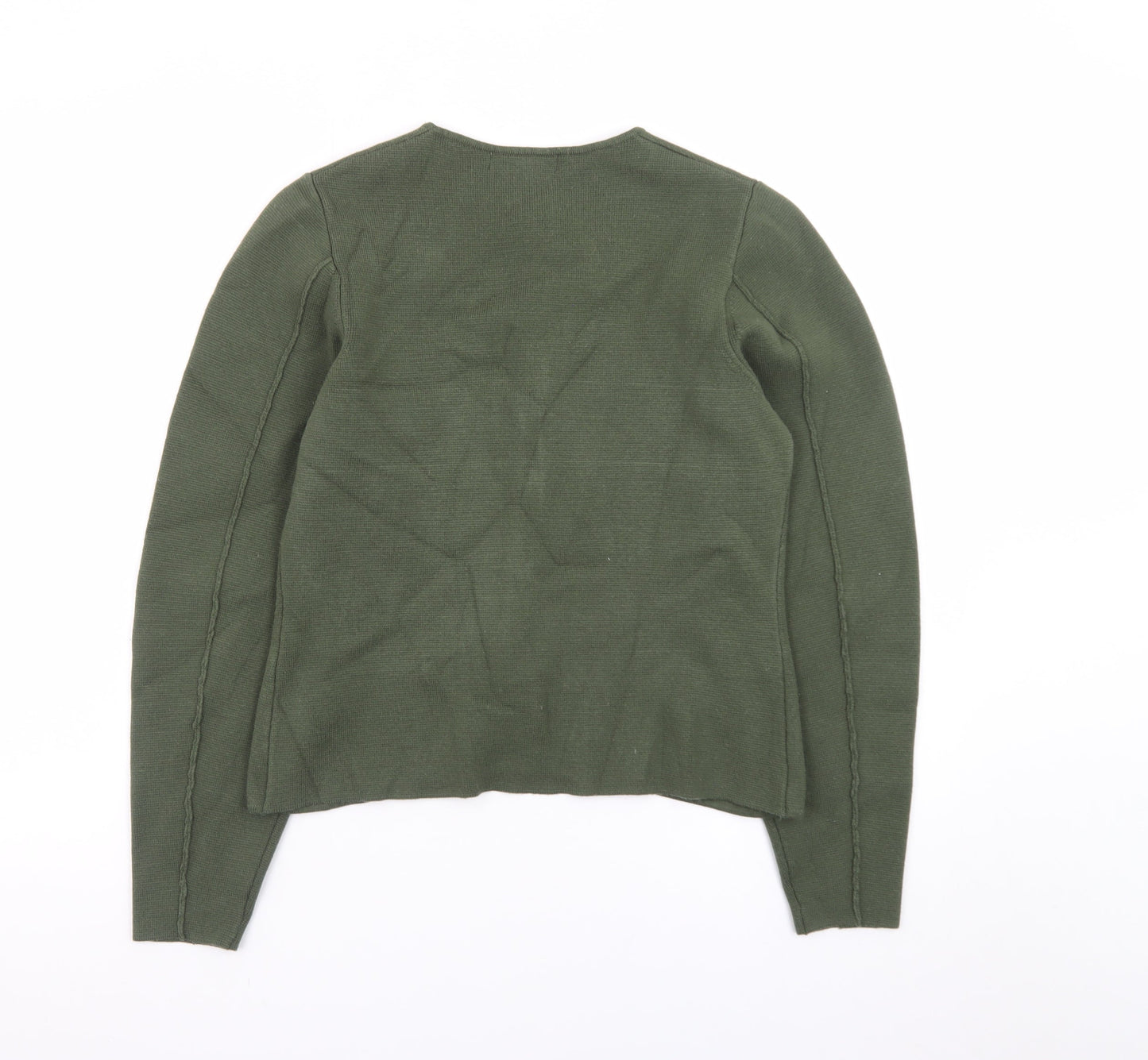 Marks and Spencer Women’s Green Cardigan Small Tight-Knit Crew Neck