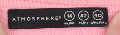 Atmosphere Women Pink Crew Neck Long Sleeve Pullover Jumper Size 14