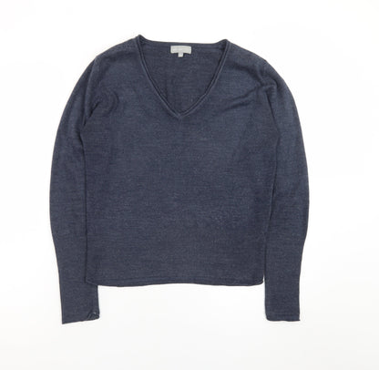 Marks and Spencer Per Una Women's Blue Wool V-Neck Jumper Size 12