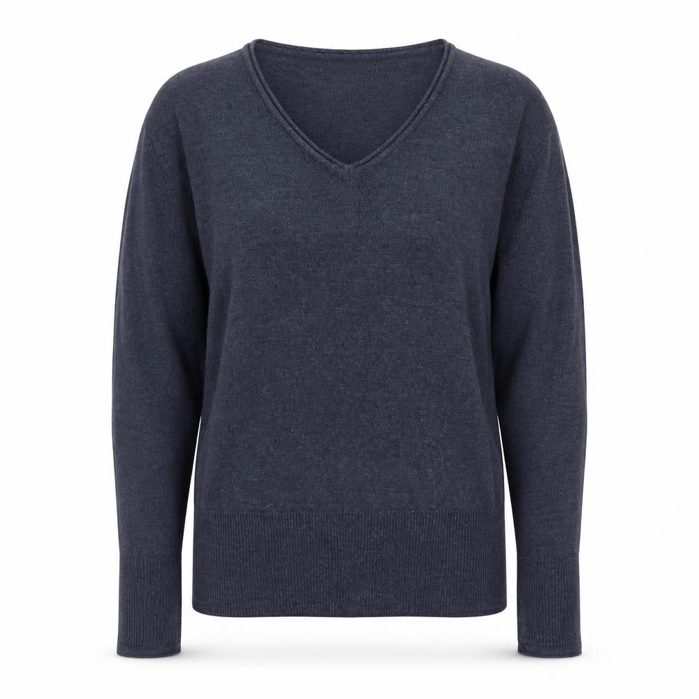 Marks and Spencer Per Una Women's Blue Wool V-Neck Jumper Size 12