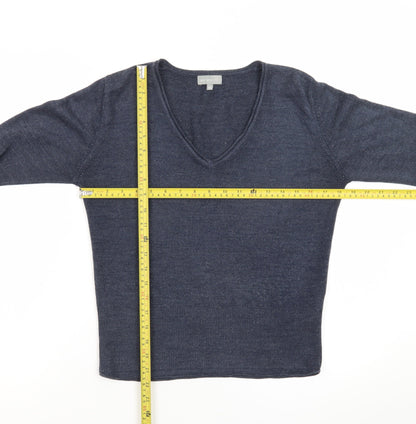 Marks and Spencer Per Una Women's Blue Wool V-Neck Jumper Size 12