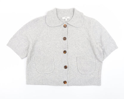 Marks and Spencer Womens Grey Collared Short Sleeve Cardigan L