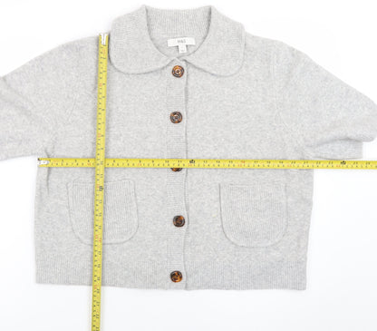 Marks and Spencer Womens Grey Collared Short Sleeve Cardigan L