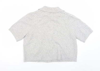 Marks and Spencer Womens Grey Collared Short Sleeve Cardigan L