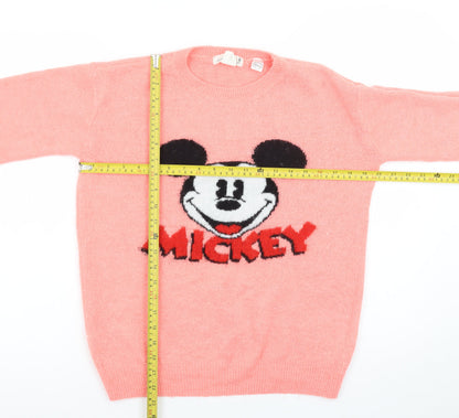 L.O.G.G. Womens Pink Mickey Mouse Crew Neck Pullover Jumper Size 8